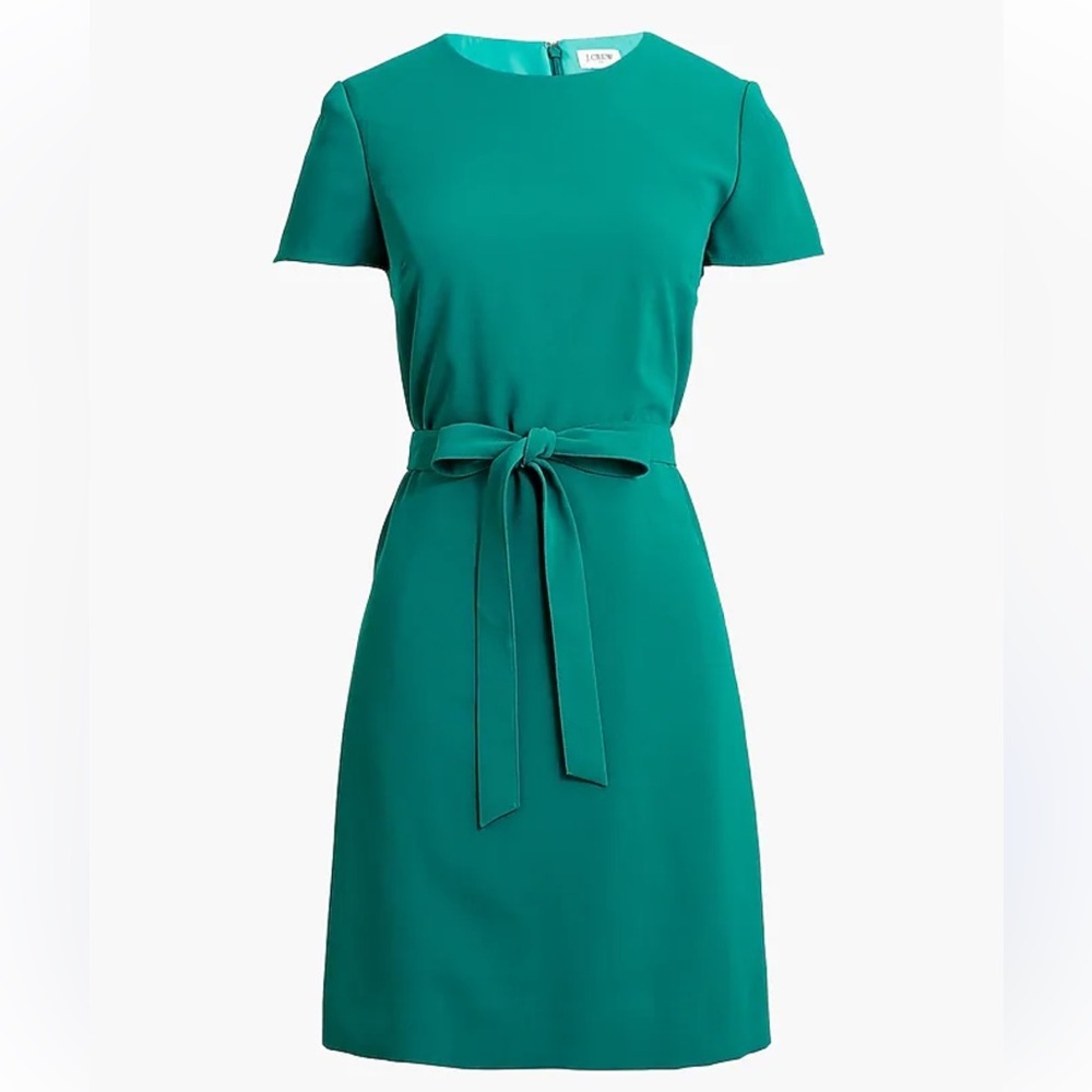 J.CREW Belted Suiting Dress Vivid Jade Green Short Sleeve Womens Size 16 New - Picture 1 of 7